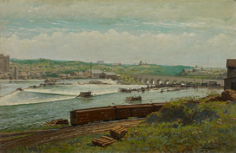 Mill Pond at Minneapolis, 1888 (oil on canvas) a Alexis Jean Fournier