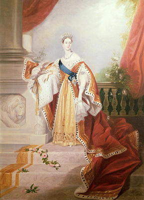 Portrait of Queen Victoria in Coronation Robes a Alfred-Edward Chalon