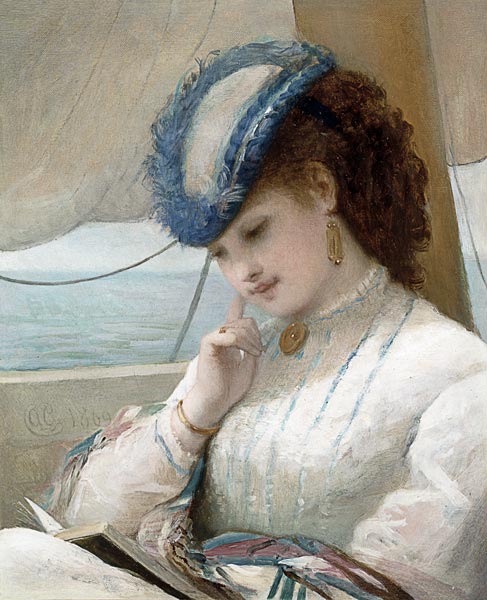 A Girl Reading in a Sailing Boat a Alfred Chantrey Corbould