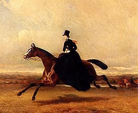 Queen Victoria to horse a Alfred Dedreux