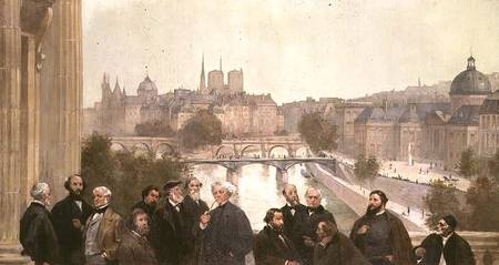 Fragment of the panorama of 'The History of the Century', with portraits of French artists and autho a Alfred Gervex