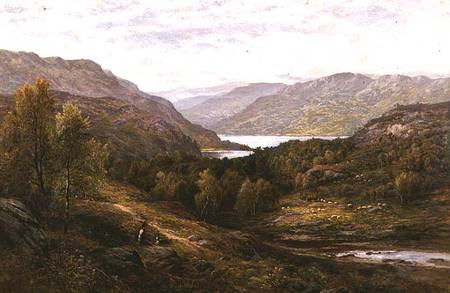 A Shepherd Boy with his Dog in a Highland Landscape a Alfred I Glendening