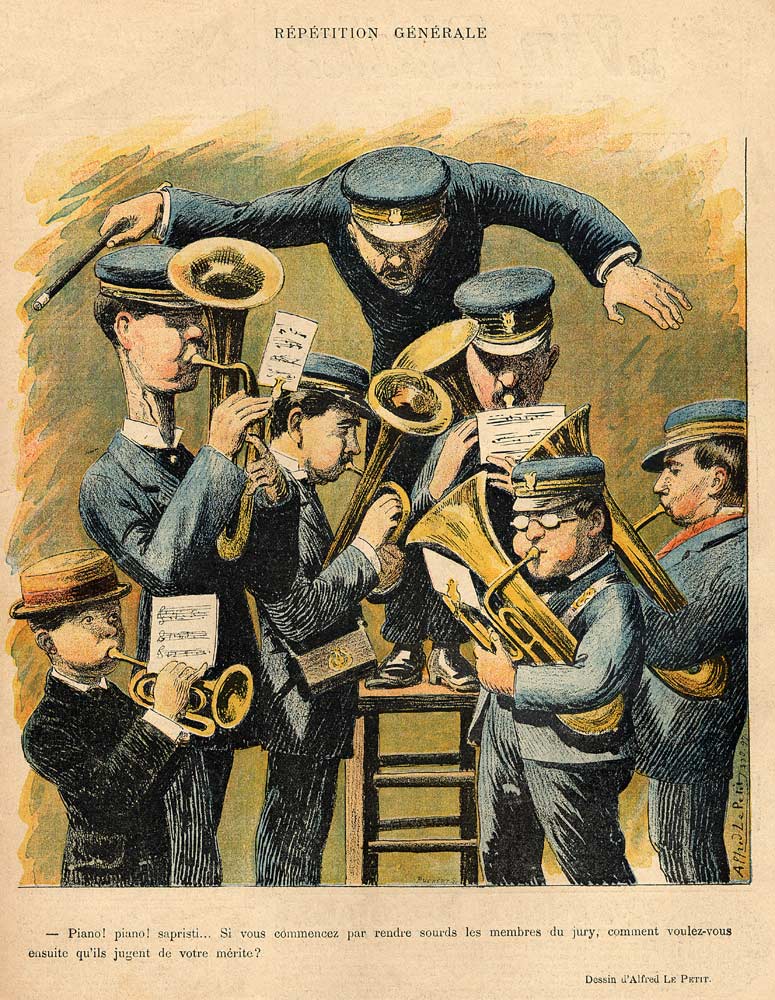 Band rehearsal, from the back cover of ''Le Rire'', 16th April 1898 a Alfred Le Petit
