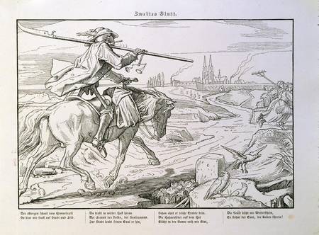 Death Rides to Town, plate 2 from 'Another Dance of Death' published by Georg Wigand in Leipzig a Alfred Rethel