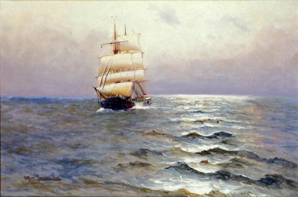 Tall Ship (oil on canvas) a Alfred Serenius Jensen