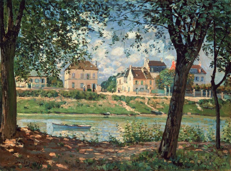Village on the shore of his a Alfred Sisley