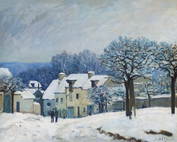 The Place du Chenil at Marly-le-Roi, Snow a Alfred Sisley