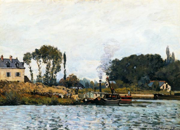 Sisley / Boats at the floodgate / 1873 a Alfred Sisley