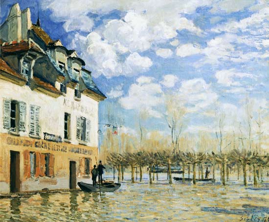The Boat in the Flood, Port-Marly a Alfred Sisley