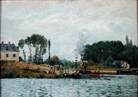 Boats at the lock at Bougival a Alfred Sisley