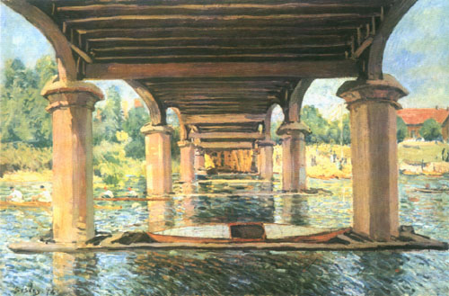 Under the bridge of Hampton Court a Alfred Sisley