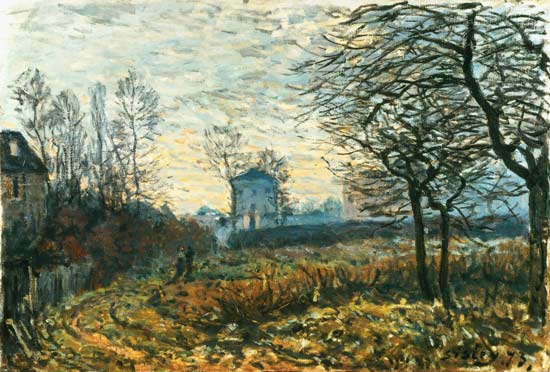 Landscape near Louveciennes a Alfred Sisley