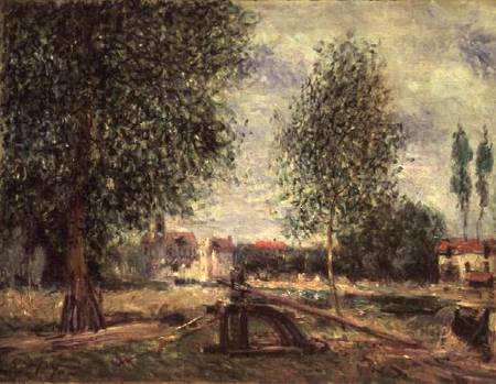 Landscape at Moret-sur-Loing a Alfred Sisley