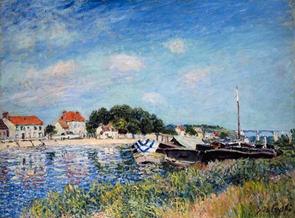 On the bank of the river Loing in SaintMammès. a Alfred Sisley