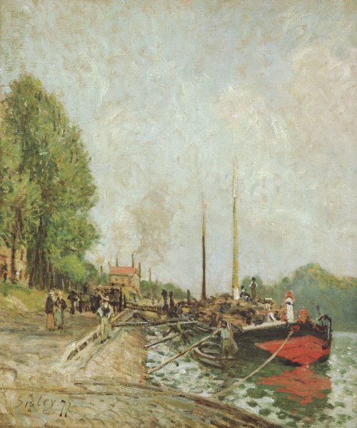 Sisley / Barque in Billancourt / 1877 a Alfred Sisley