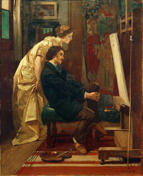 Der Maler und sein Modell od. Der Künstler in seinem Atelier a Alfred Stevens