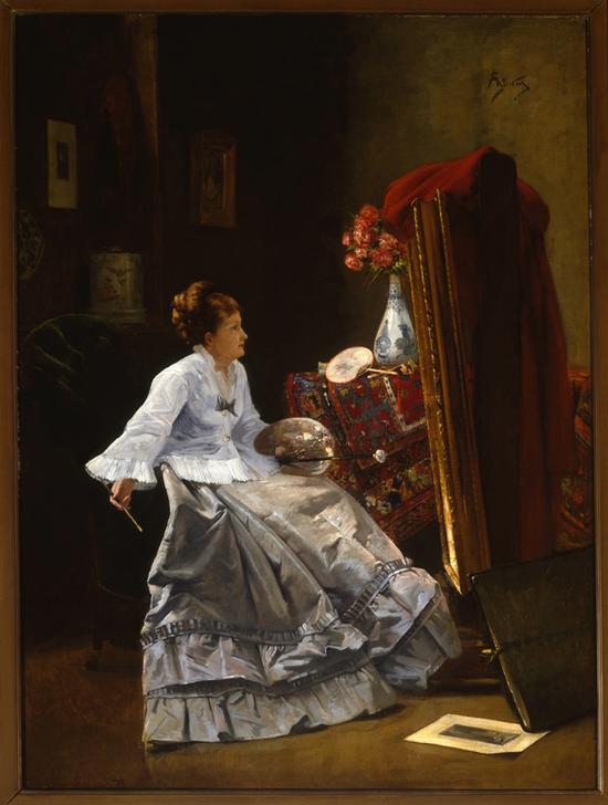 A Lady at her Easel a Alfred Stevens