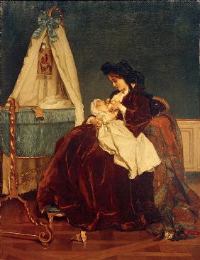 Eine Mutter od. Mutterfreuden (Die Frau des Künstlers mit dem Sohn Léopold).