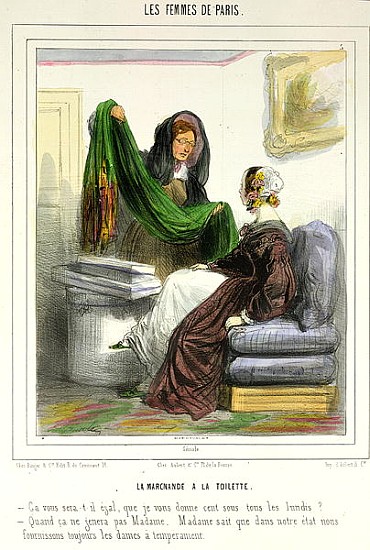 The Cloth Seller, plate 5 from ''Les Femmes de Paris'', 1841-42 a Alfred Andre Geniole