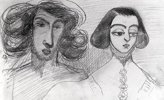 Self Portrait with George Sand (1804-76) a Alfred de Musset