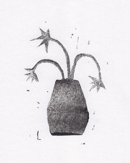 Lino Print #1 / Flowers in a Vase