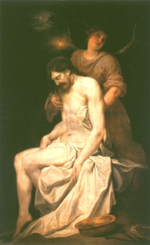 Dead Christ supported by an angel a Alonso Cano