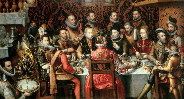 King Philip II (1527-98) banqueting with his Courtiers a Alonso Sánchez-Coello