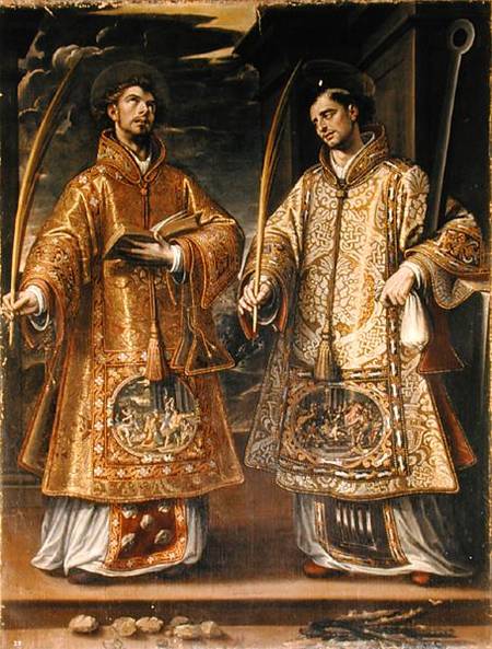 St. Lawrence and St. Stephen a Alonso Sánchez-Coello