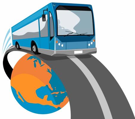 Bus traveling off the globe a Aloysius Patrimonio