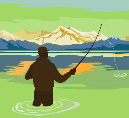 Fishing in the lake with mountains a Aloysius Patrimonio