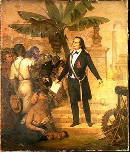 Joseph Napoleon Sebastien Sarda Garriga (1808-77) with the Emancipation Decree on La Reunion a Alphonse Garreau
