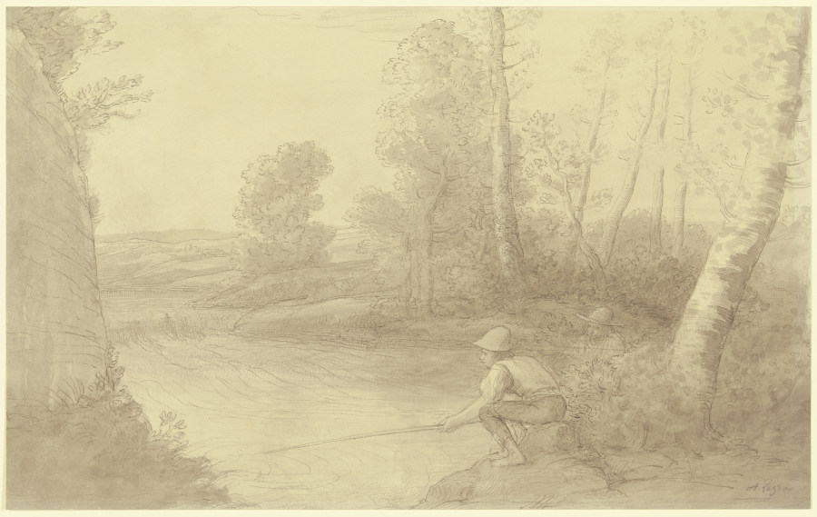 The fishermen at the river a Alphonse Legros