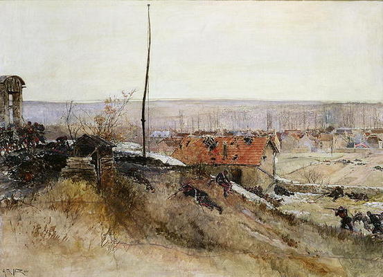 Attack on the Lime Kiln at the Champigny Quarry, 2nd December 1870, 1881 (oil on canvas) a Alphonse Marie de Neuville