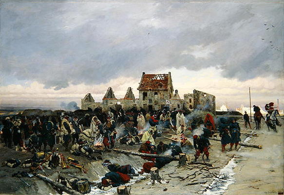 Bivouac at Le Bourget after the Battle of 21st December 1870, 1872 (oil on canvas) a Alphonse Marie de Neuville