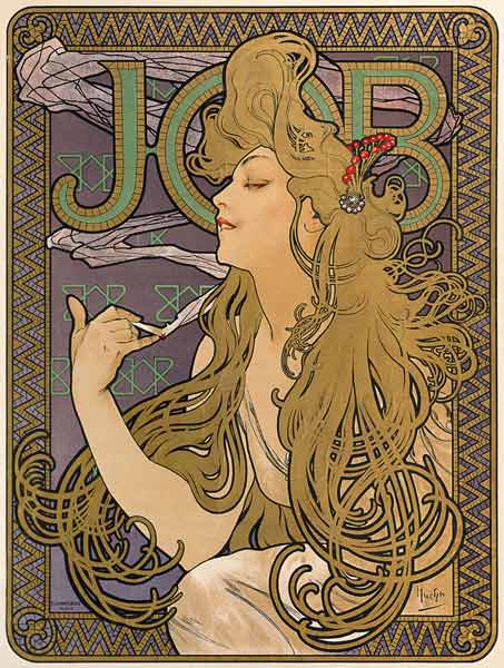 Poster for the cigarette brand job. a Alphonse Mucha