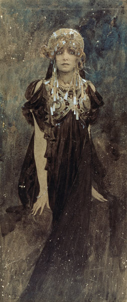 Bernhardt, Sarah  franz.Schauspielerin Paris 22.10.1844 - ebd. 26.3.1923.  ''Sarah Bernhardt in der  a Alphonse Mucha