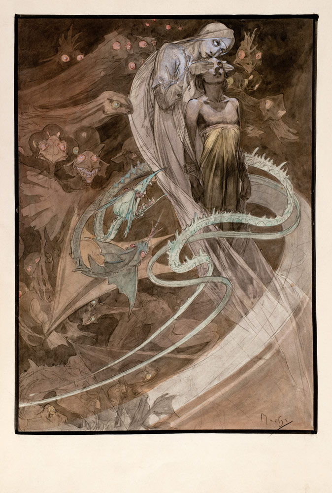 Illustration for the illustrated edition Le Pater a Alphonse Mucha