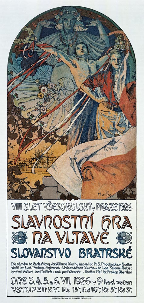 8th Sokol Festival in Prague (Poster) a Alphonse Mucha