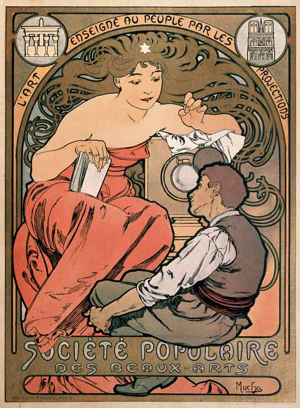 Poster for the Societe Populaire des Beaux Arts a Alphonse Mucha