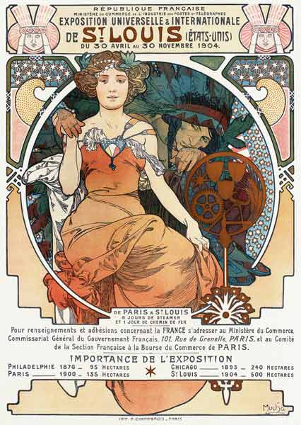 Poster for the Universal and International Exhibition in St.Louis, 1904.  a Alphonse Mucha