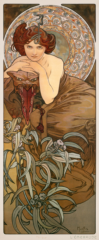 Precious stones: Emerald. a Alphonse Mucha