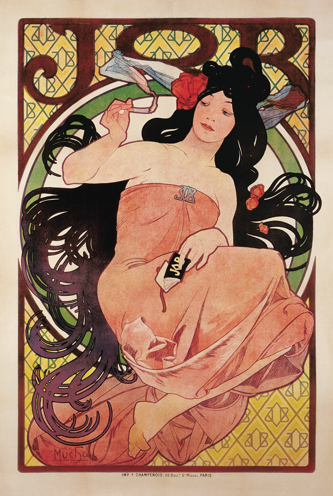 Advertising Poster for the tissue paper "Job" a Alphonse Mucha