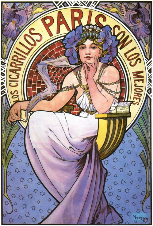 Los Cigarillos Paris (Poster) a Alphonse Mucha