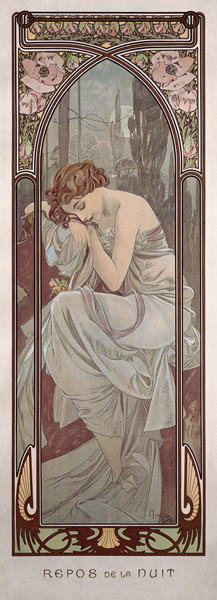 Orari del giorno:riposo notturno a Alphonse Mucha