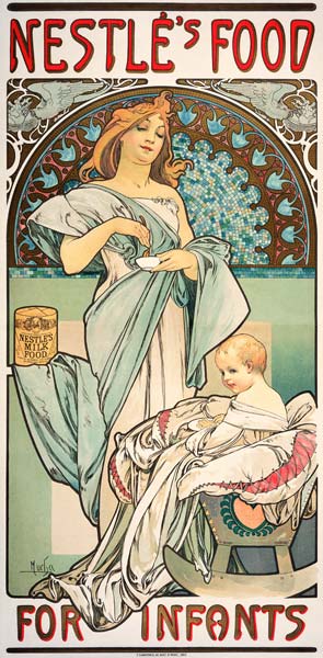 Nestle''s Food for Infants. Plakat, 1897, fuer Babynahrung der Firma Nestle. a Alphonse Mucha