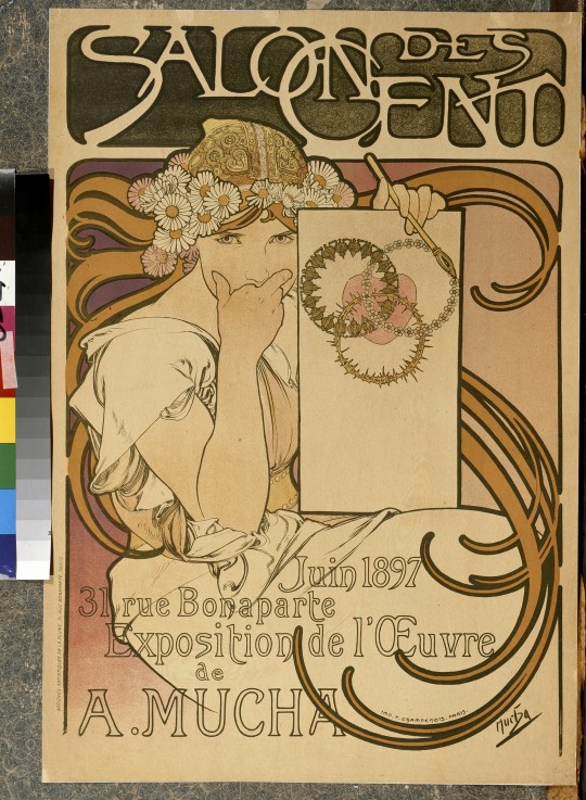 Poster for the A. Mucha's exhibition in the Salon des Cent a Alphonse Mucha