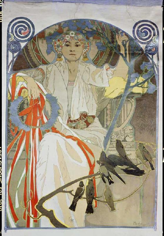 Poster for the song and music feast spring 1914 in Prague a Alphonse Mucha