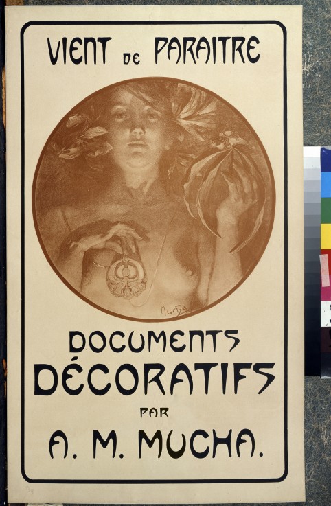 Advertisement for the monograph Decorative Documents by A. Mucha a Alphonse Mucha