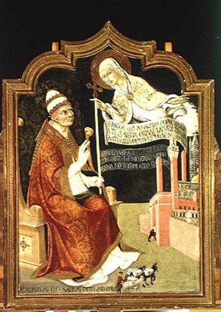 The Apparition of the Virgin to Pope Calixtus III (1378-1458) a also Ansano di Pietro di Mencio Pietro
