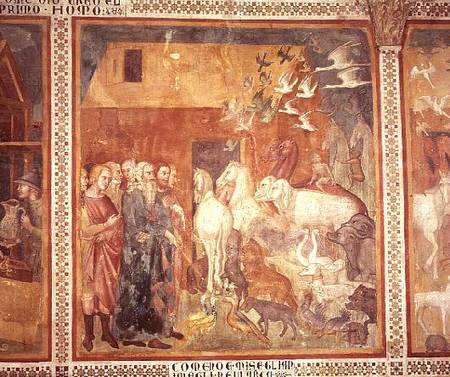 Noah leading the Animals into the Ark a also Manfredi de Battilori Bartolo di Fredi